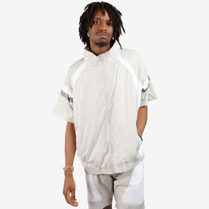 NWT • American Stitch • Full Zip Colorblock Nylon • Short Sleeve Jacket • 🖤🩶🤍 •